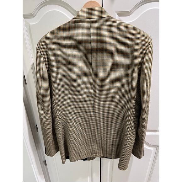 DALCOS Made in Italy 100% Wool Blazer Jacket Check Plaid Brown Navy 50R - Picture 2 of 14